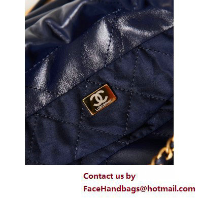 Chanel Shiny Calfskin  &  Gold-Tone Metal CHANEL 22 Mini Handbag AS3980 Navy Blue